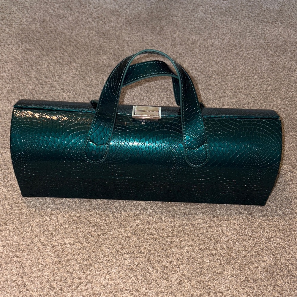 Emerald Green Crocodile Embossed Handbag